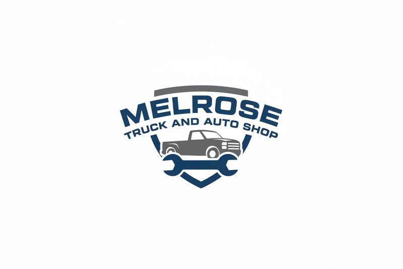melrose truck and auto shop logo, white background
